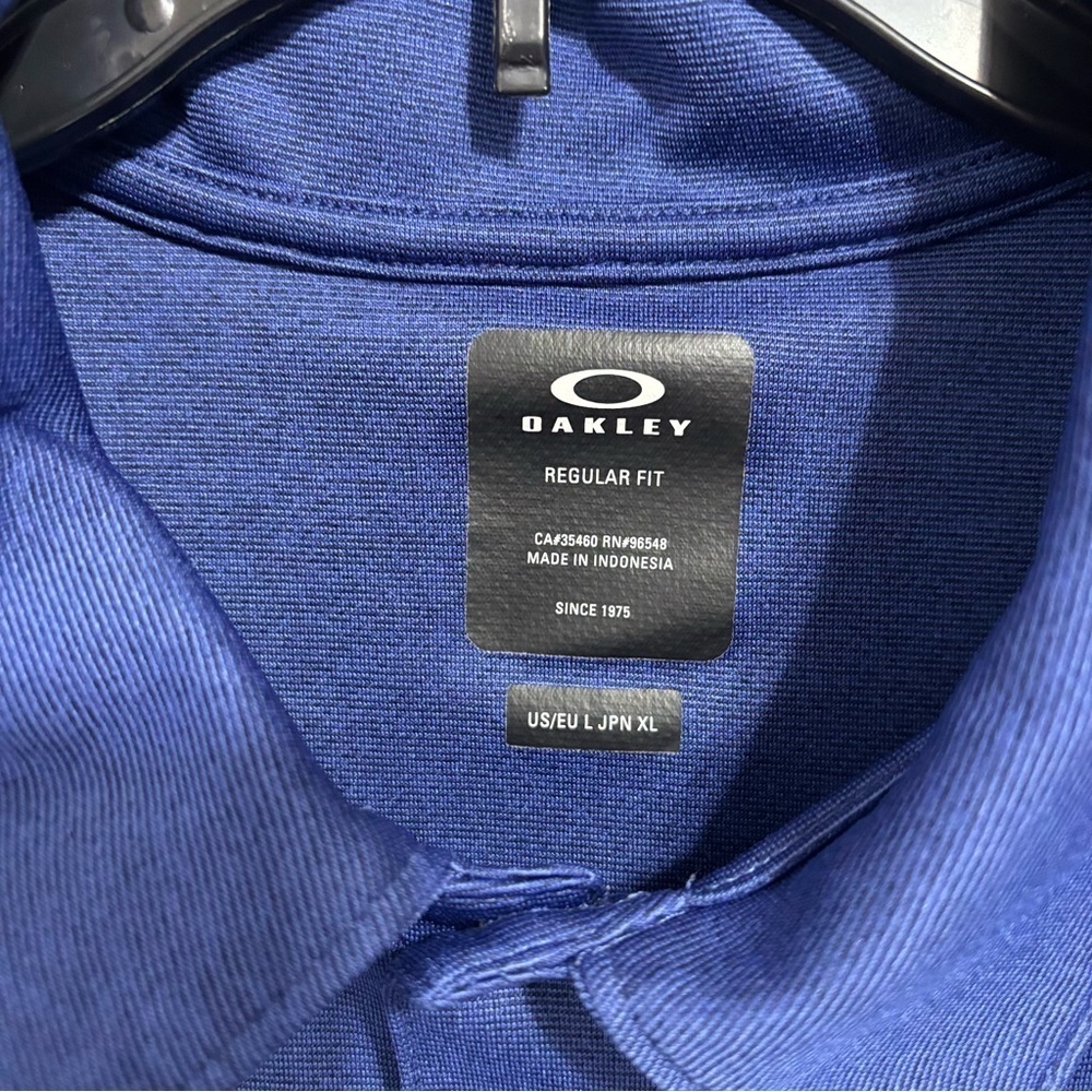 Oakley Regular Fit Short Sleeve Polo Men's Large Blue Athletic Casual FLAW Shirt - Picture 4 of 9